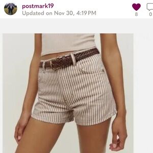 NEW Reformation Coyboy High Rise Jean Shorts Pinyon Stripe Brown Women's Size 27
